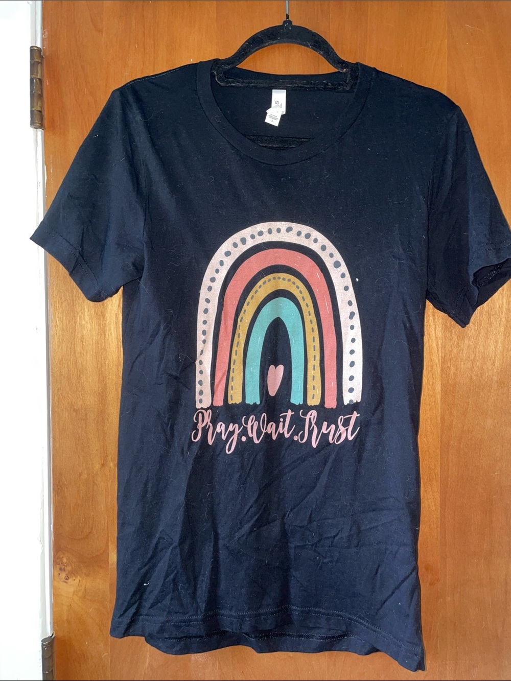 Bella Canvas Black Short Sleeve Tee with Pastel Rainbow Graphic
